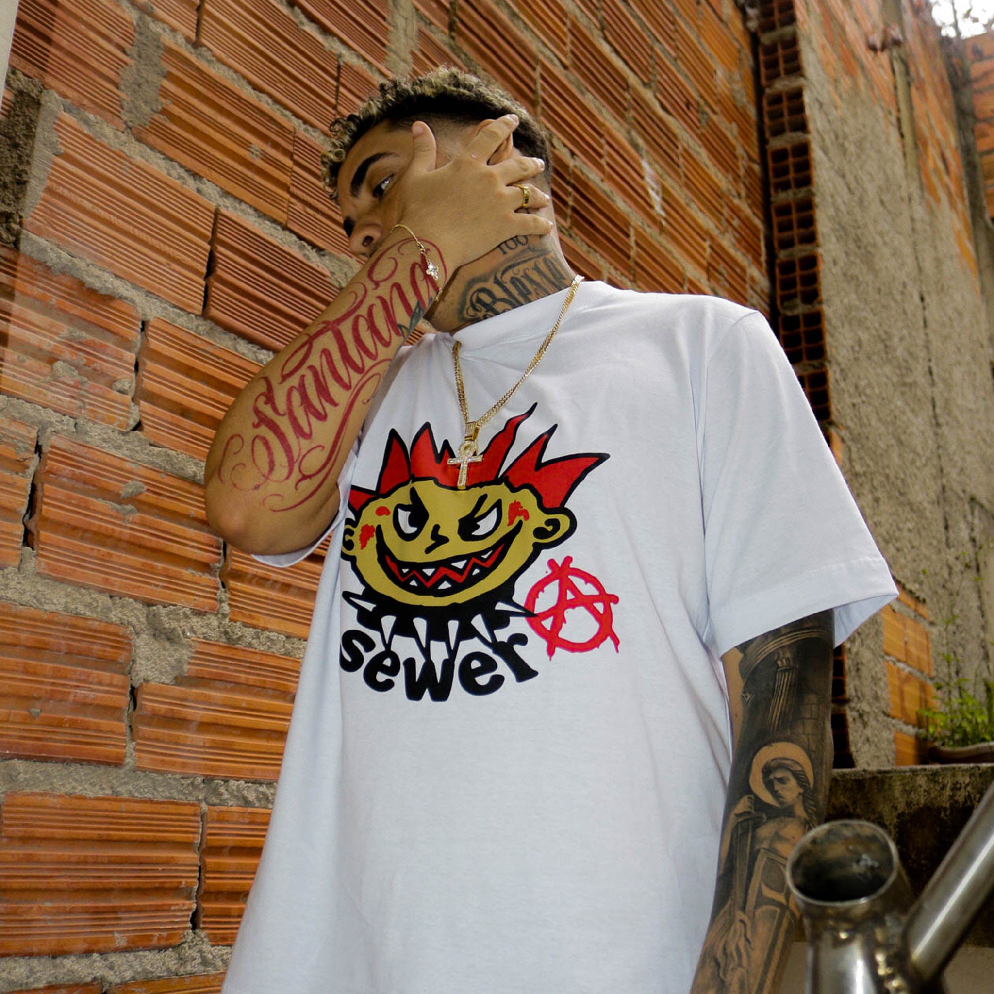 Camiseta Sewer "Punk" Branca